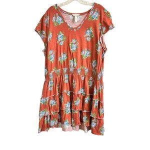 Matilda Jane Brilliant Daydream Looks to Frill Dress Orange Blue Floral Size XXL